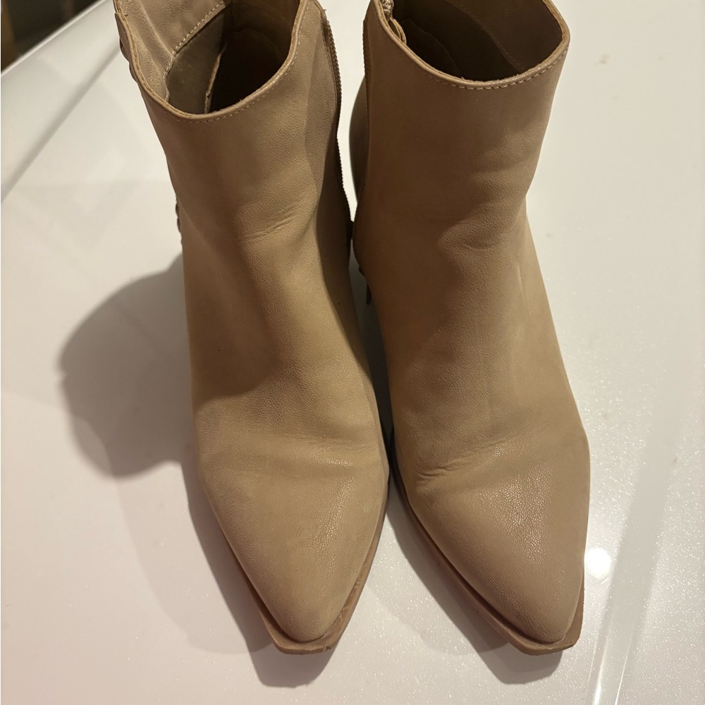 MIA Tan Heeled Boots with Pointed Toe